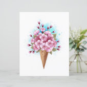Pink Sakura Ice Cream Waffle Cone (Standing Front)