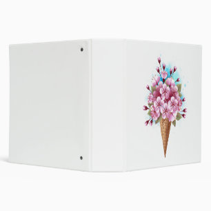 Pink Sakura Ice Cream Waffle Cone 3 Ring Binder
