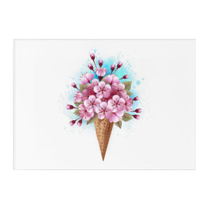 Pink Sakura Ice Cream Waffle Cone Acrylic Print