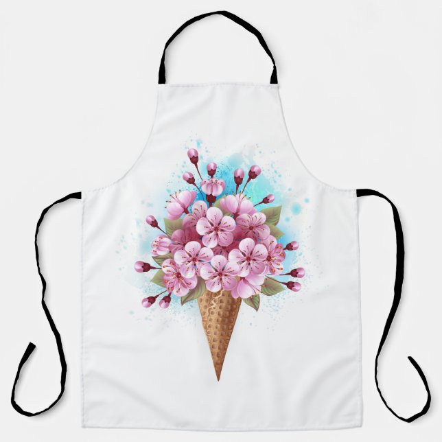 Pink Sakura Ice Cream Waffle Cone Apron (Front)