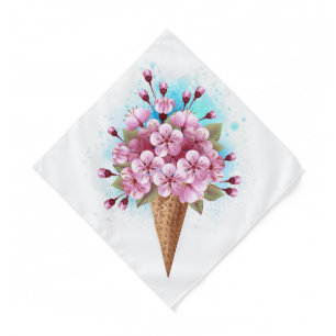 Pink Sakura Ice Cream Waffle Cone Bandana