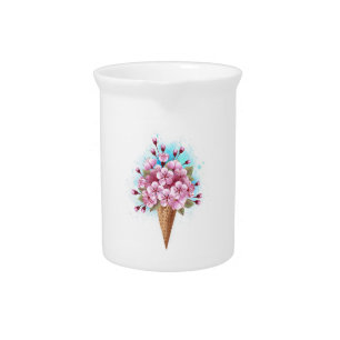 Pink Sakura Ice Cream Waffle Cone Beverage Pitcher