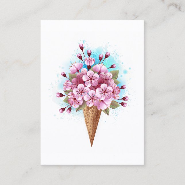 Pink Sakura Ice Cream Waffle Cone Calling Card (Front)