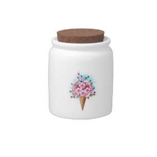 Pink Sakura Ice Cream Waffle Cone Candy Jar