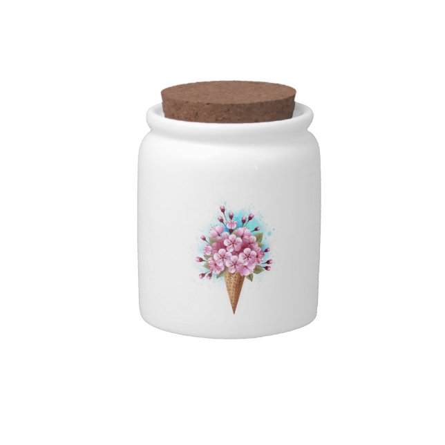 Pink Sakura Ice Cream Waffle Cone Candy Jar (Front)