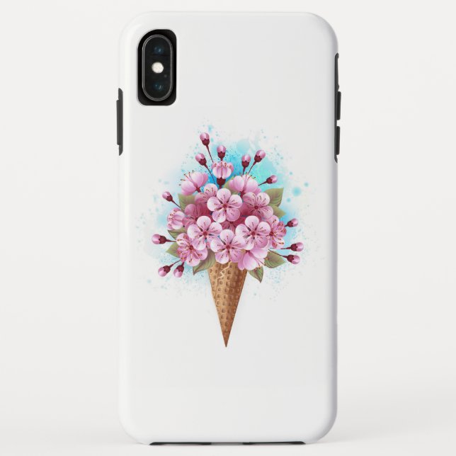 Pink Sakura Ice Cream Waffle Cone Case-Mate iPhone Case (Back)