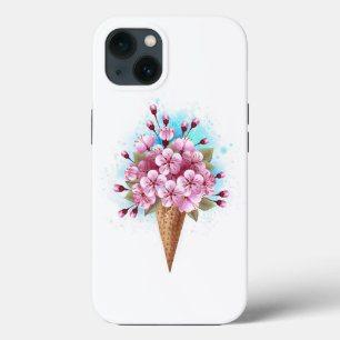 Pink Sakura Ice Cream Waffle Cone iPhone 13 Case