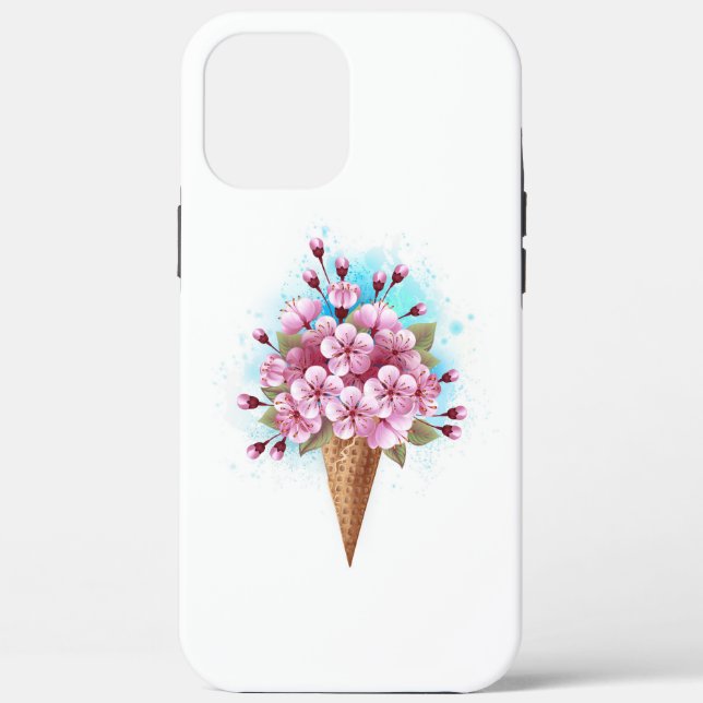 Pink Sakura Ice Cream Waffle Cone Case-Mate iPhone Case (Back)