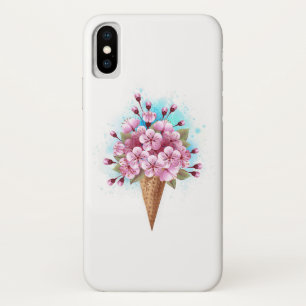 Pink Sakura Ice Cream Waffle Cone iPhone X Case