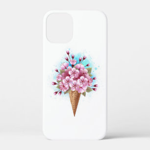 Pink Sakura Ice Cream Waffle Cone iPhone 12 Mini Case