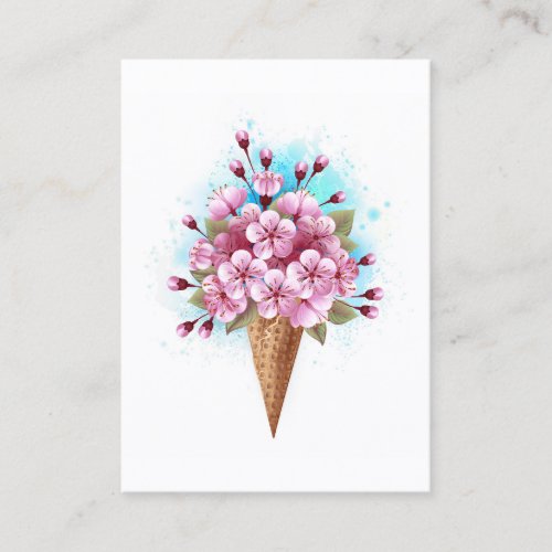 Pink Sakura Ice Cream Waffle Cone Discount Card