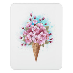 Pink Sakura Ice Cream Waffle Cone Door Sign