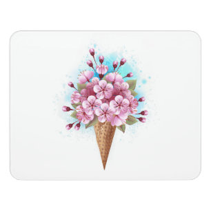 Pink Sakura Ice Cream Waffle Cone Door Sign