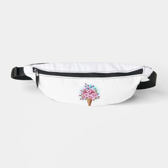 Pink Sakura Ice Cream Waffle Cone Fanny Pack (Front)