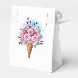 Pink Sakura Ice Cream Waffle Cone Favor Boxes