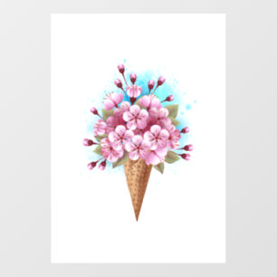 Pink Sakura Ice Cream Waffle Cone Floor Decals