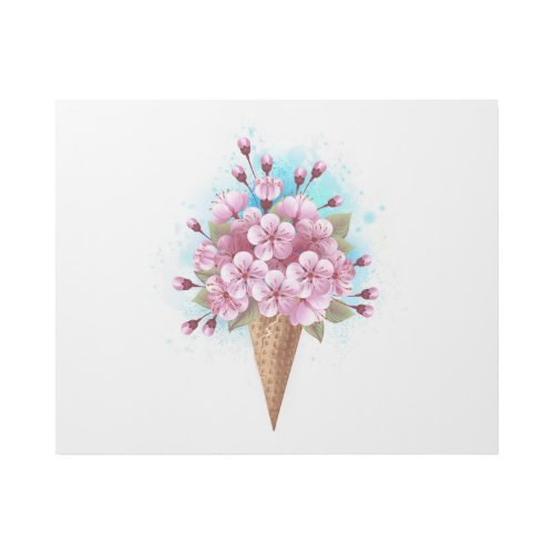 Pink Sakura Ice Cream Waffle Cone Gallery Wrap