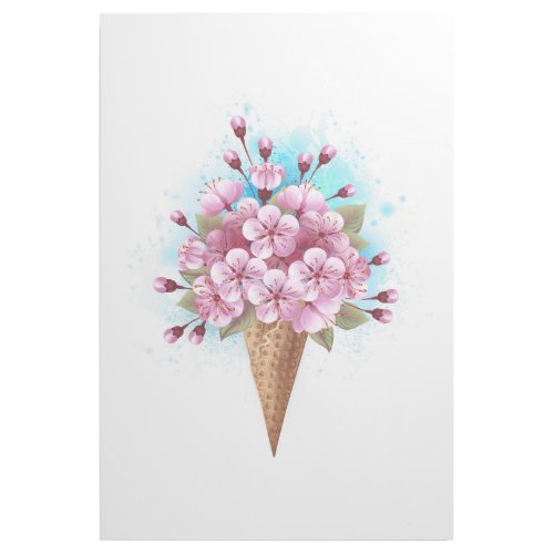 Pink Sakura Ice Cream Waffle Cone Gallery Wrap