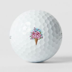 Pink Sakura Ice Cream Waffle Cone Golf Balls