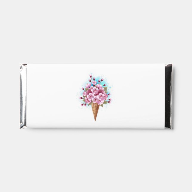 Pink Sakura Ice Cream Waffle Cone Hershey Bar Favors (Front)