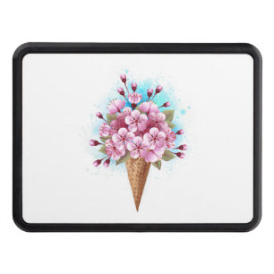Pink Sakura Ice Cream Waffle Cone Hitch Cover