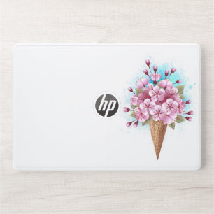 Pink Sakura Ice Cream Waffle Cone HP Laptop Skin