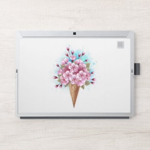Pink Sakura Ice Cream Waffle Cone HP Laptop Skin