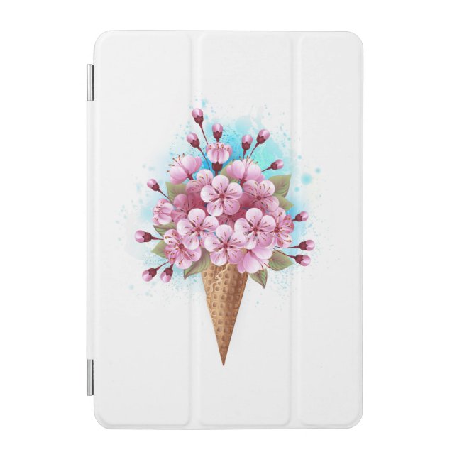 Pink Sakura Ice Cream Waffle Cone iPad Mini Cover (Front)