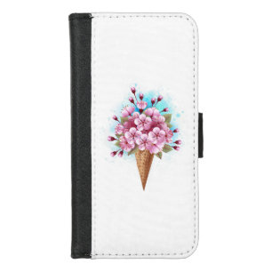 Pink Sakura Ice Cream Waffle Cone iPhone 8/7 Wallet Case