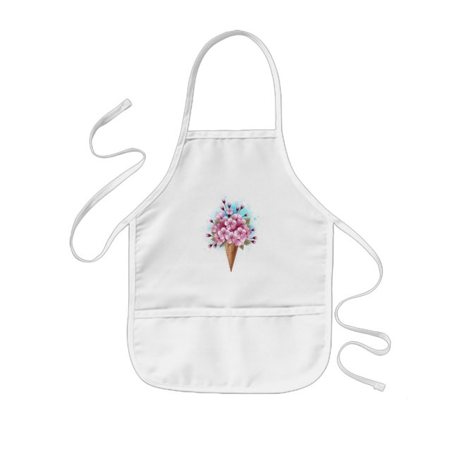 Pink Sakura Ice Cream Waffle Cone Kids' Apron (Front)