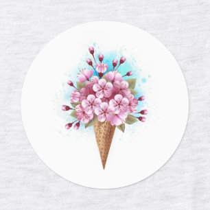 Pink Sakura Ice Cream Waffle Cone Kids' Labels