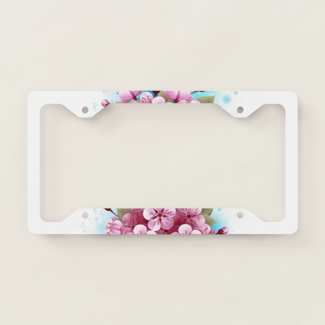 Pink Sakura Ice Cream Waffle Cone License Plate Frame (Front)