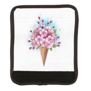 Pink Sakura Ice Cream Waffle Cone Luggage Handle Wrap