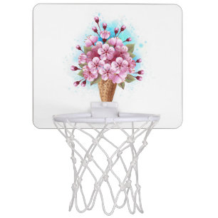Pink Sakura Ice Cream Waffle Cone Mini Basketball Hoop