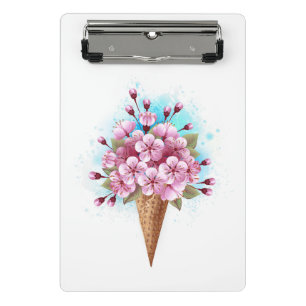 Pink Sakura Ice Cream Waffle Cone Mini Clipboard