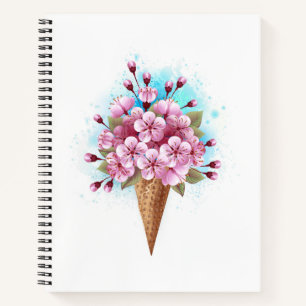Pink Sakura Ice Cream Waffle Cone Notebook