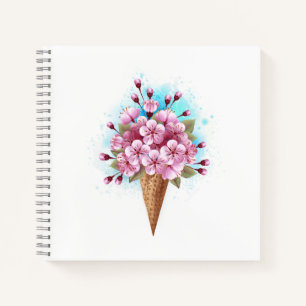 Pink Sakura Ice Cream Waffle Cone Notebook