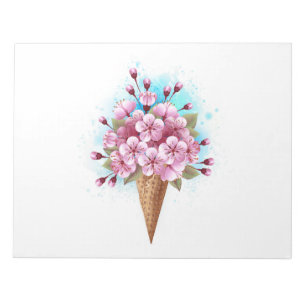 Pink Sakura Ice Cream Waffle Cone Notepad