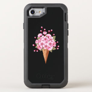 Pink Sakura Ice Cream Waffle Cone OtterBox Defender iPhone SE/8/7 Case