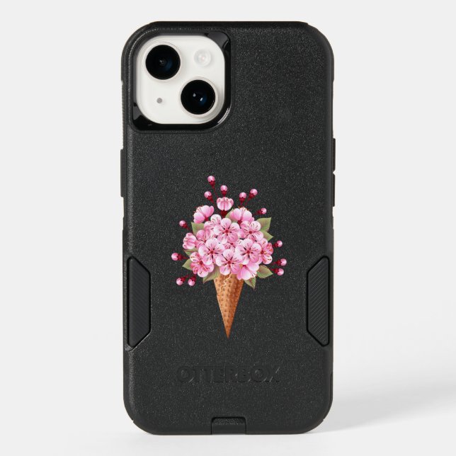 Pink Sakura Ice Cream Waffle Cone Otterbox iPhone Case (Back)