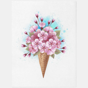 Pink Sakura Ice Cream Waffle Cone Outdoor Rug