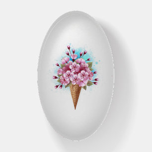 Pink Sakura Ice Cream Waffle Cone Paperweight
