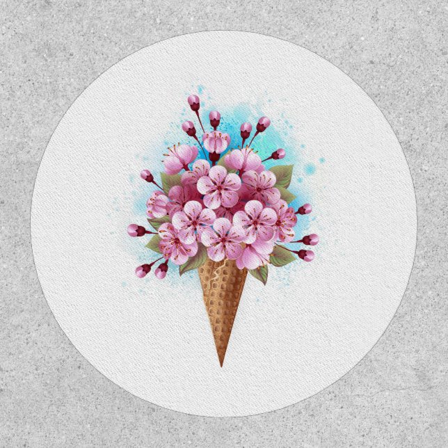 Pink Sakura Ice Cream Waffle Cone Patch (Front)