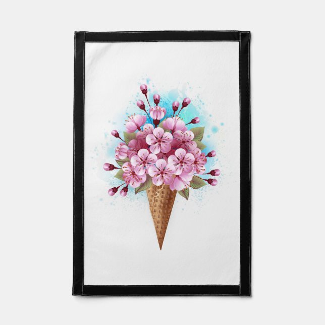 Pink Sakura Ice Cream Waffle Cone Pennant (Front)