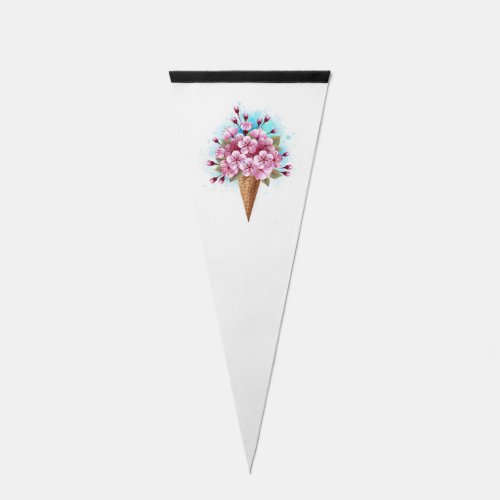 Pink Sakura Ice Cream Waffle Cone Pennant Flag