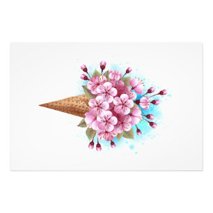 Pink Sakura Ice Cream Waffle Cone Photo Print