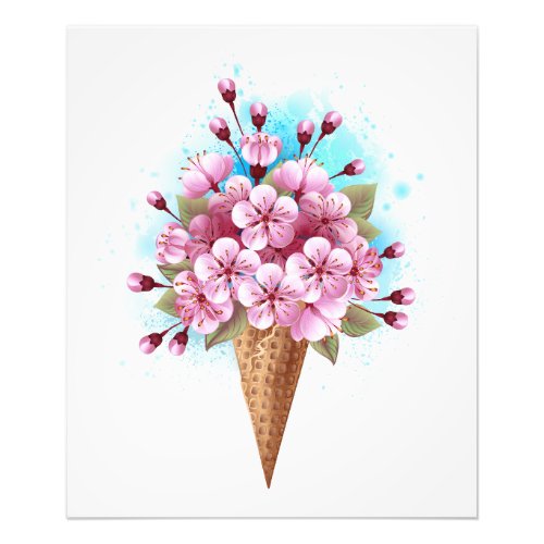 Pink Sakura Ice Cream Waffle Cone Photo Print