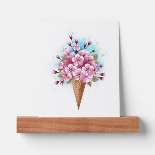 Pink Sakura Ice Cream Waffle Cone Picture Ledge