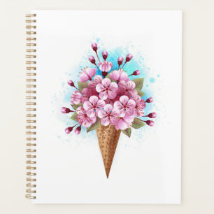Pink Sakura Ice Cream Waffle Cone Planner
