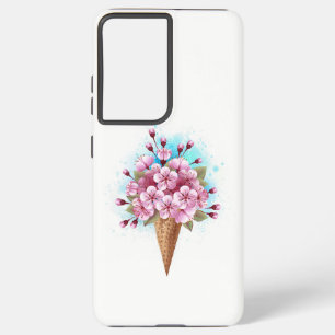 Pink Sakura Ice Cream Waffle Cone Samsung Galaxy S21+ Case